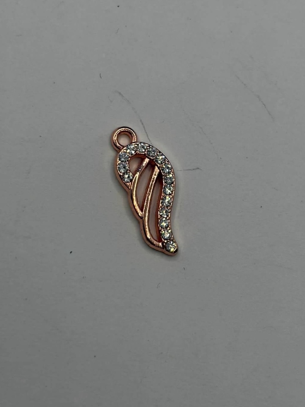 Rose Gold Tone Rhinestone Angel Wing Charm Pendant Jewelry Making